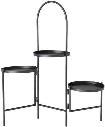 Boltze Mareta plantentafel met 3 plateaus zwart metaal