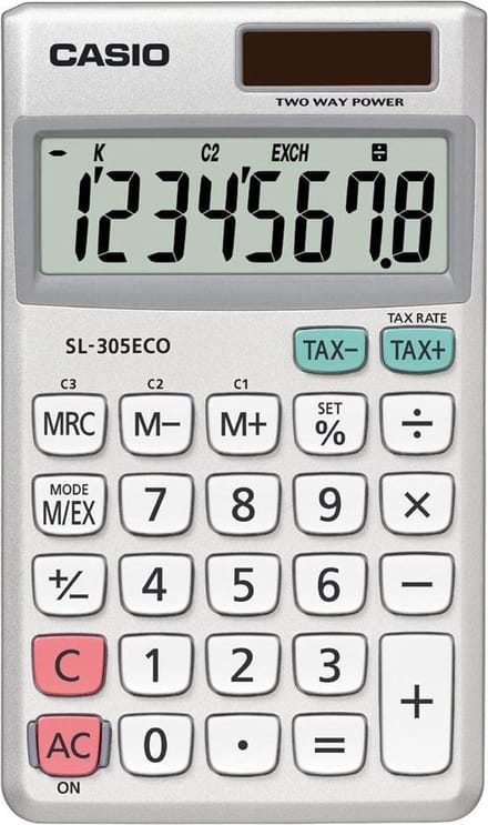Casio SL-305ECO - Zakrekenmachine - duurzaam alternatief