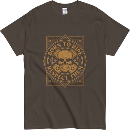 Motorliefhebber Tshirt - Born to Ride Quote - Skull Design - Dames & Heren - Bruin - 2XL