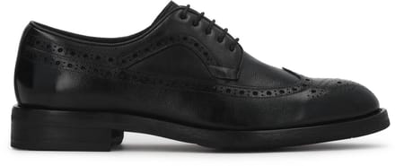 Black leather derby shoes with openwork embellishment Brogues