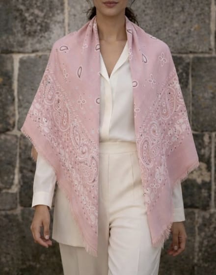 Roze paisley print sjaal | vierkant | Printed square scarf | 110*110CM | katoen