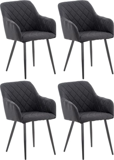 CLP Shila Set van 4 Eetkamerstoelen zwart Stof