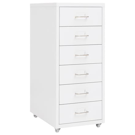 vidaXL - Ladeblok - verrijdbaar - 28x41x69 - cm - metaal - wit