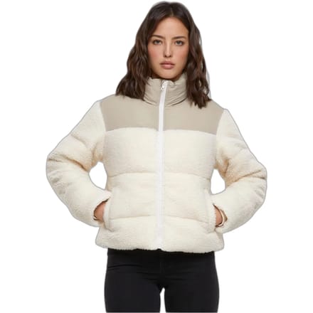 Urban Classics - Short Sherpa Mix Gewatteerd jack - M - Beige