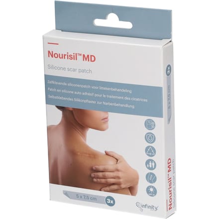 Nourisil MD Zelfklevende Siliconenpatch Littekenbehandeling 5x7.5cm 3 Stuks