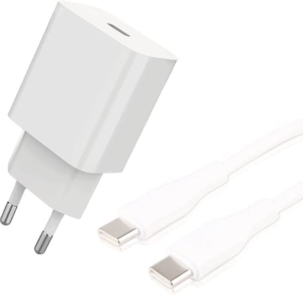 USB C Lader met USB C naar USB C Laadkabel - 2 Meter Lang - 20W Quick en Fast Charge - Wit
