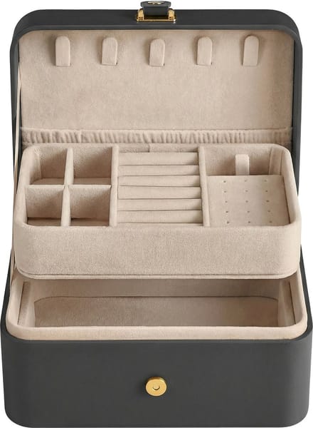 SONGMICS - Sieradendoos - Juwelendoos - Reizen - 2 Lagen - Draagbaar - Compact - Grote Accessoires