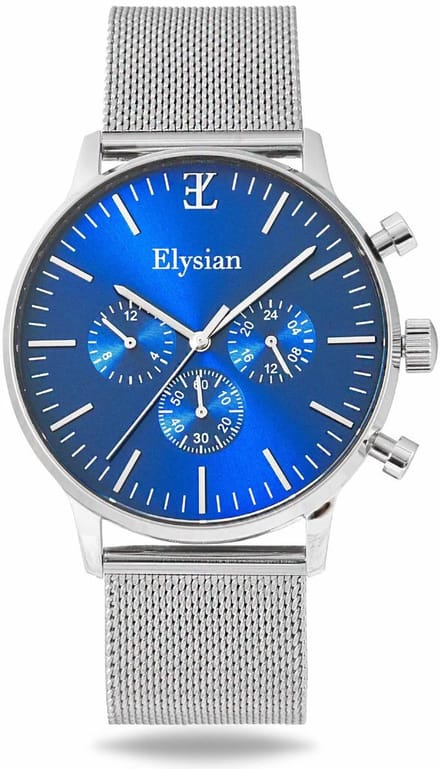 Elysian Heren horloge Zilver 43mm - Mesh - Saffierglas - 5ATM Waterdicht