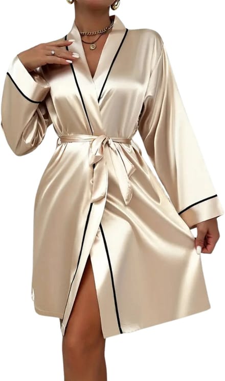 Bovista Satijnen Badjas Dames - Kimono - Kamerjas - Satijn - Ochtendjas - Pyjama - Maat M