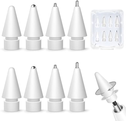 YONO Tips geschikt voor Apple Pencil - 1e/2e Generatie - USB-C - Pro - Punten - Dop - 8-Pack