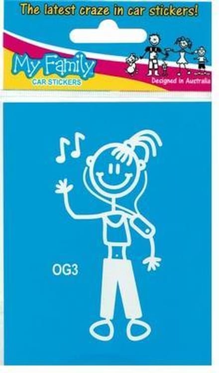 Meisje met gsm - autosticker - wit - 8,5 cm
