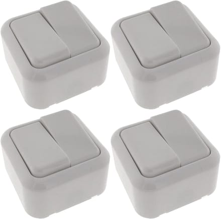 Benson Wandcontactdoos met wisselschakelaar - 4x - opbouw - wit - 61 x 61 x 35 mm - WCD