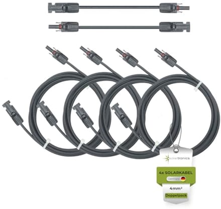 Zonnekabel 4 x 15 meter 4 mm² Met Zonnestekker - Verlengkabel Van Duitse Kwaliteit