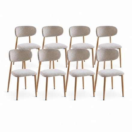 DS4U® - Sumi eetkamerstoel - Set van 8 - Frame naturel - Houtlook frame