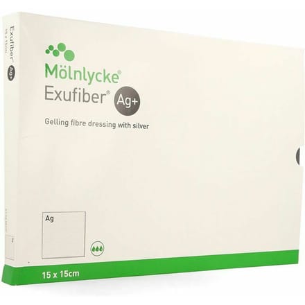 Exufiber Ag Gel.fibre Dressing Ster 15 X 15cm 10