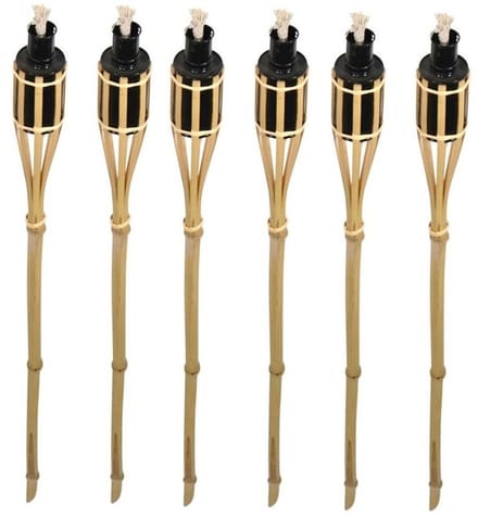 Bellatio design Tuinfakkels - 6x stuks - bamboe - 60 cm - navulbaar - fakkels