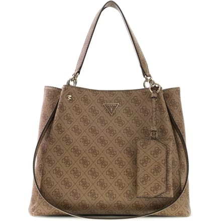 GUESS schoudertas Lorella Logo Girlfriend Tote Latte Logo Lichtbruin