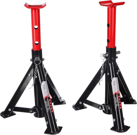 Inklapbare Autostandaards 3 ton - Verstelbare Hoogte 270-363 mm - Stalen Constructie - Set van 2
