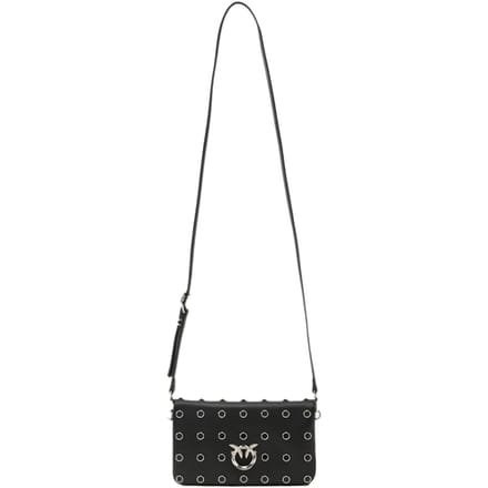 PINKO Love Click Clutch Leder 20 cm - Dames - nero limousine-shiny nickel