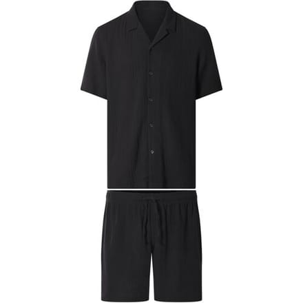 ESMARA MEN Korte mousseline heren pyjama (Zwart, M)