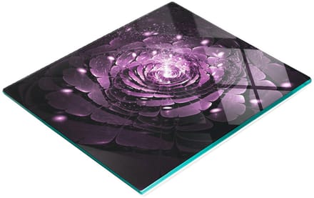 Stijlvol en duurzaam glazen bord met abstracte rozenprint 60x52 cm