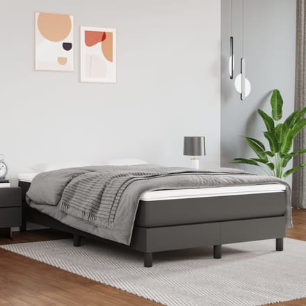 vidaXL - Boxspring - bed - kunstleer - grijs - 120x200 - cm