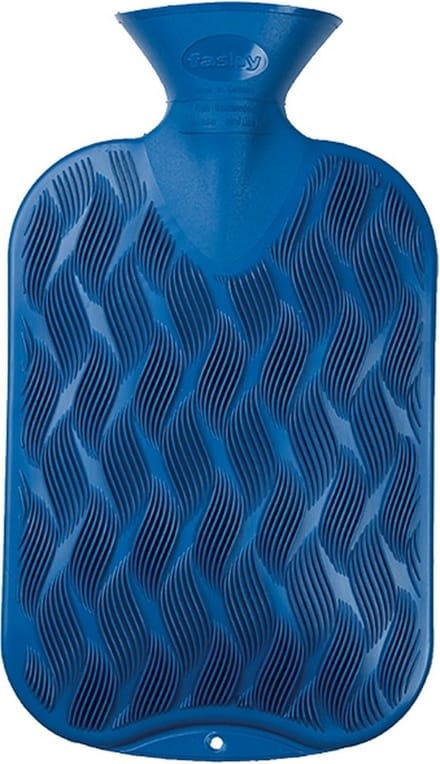 Fashy Warmwaterkruik - 1 golvend geribbeld, 1 zijde glad - blauw