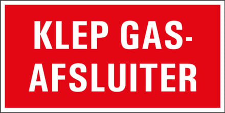 Klep gasafsluiter sticker 150 x 75 mm