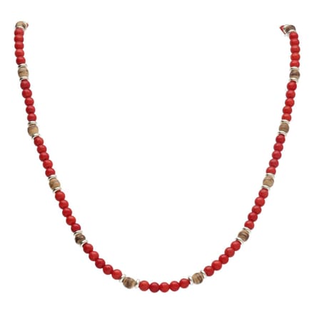 Bela Donaco - Ketting Classic B4 – Rode Parelmoer – Sterling Zilver