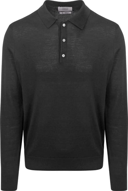 King Essentials The Robert Long Sleeve Poloshirt Merino Zwart - Maat M - Heren - Pullovers
