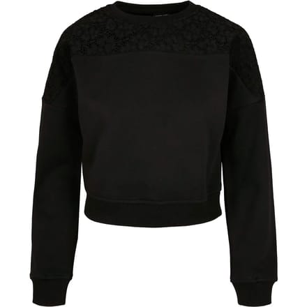 Urban Classics - Short Oversized Lace Inset Sweater/trui - S - Zwart
