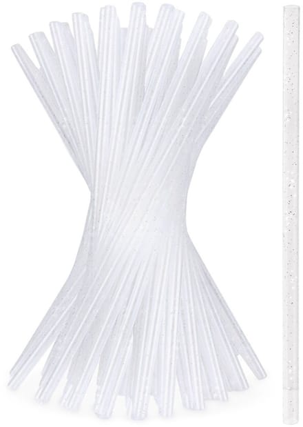 Orion - Drinkrietjes - 22cm - Transparant met Glitters - Herbruikbaar