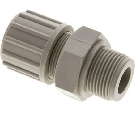 20x13mm & G3/4'' PP Rechte Knelfitting Buitendraad 10bar Kunststof en Polyamide