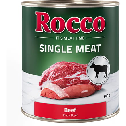 Rocco Single Meat 6 x 800 g Hondenvoer - Rund