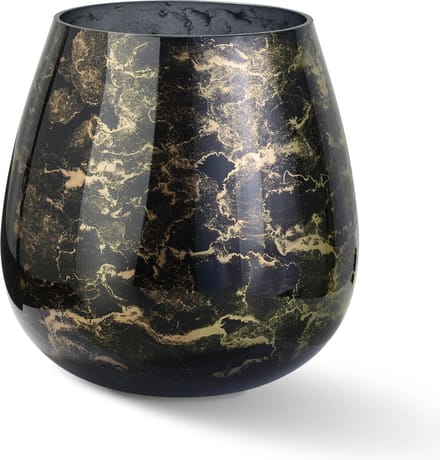 Terroso - Vaas Zwart, Glas Marmer, Elegante, Hoogte 25 cm