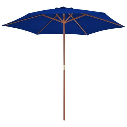 vidaXL - Parasol - met - houten - paal - 270 - cm - blauw