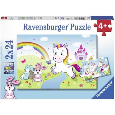 Ravensburger Sprookjesachtige eenhoorn - Kinderpuzzel 2 x 24 stukjes - Vanaf 4+