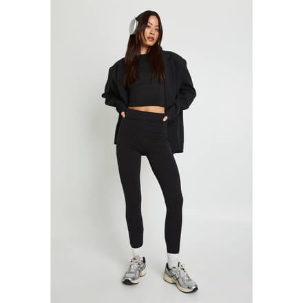 boohoo Dames Legging met hoge taille in lange uitvoering | Zwart | Maat: 40