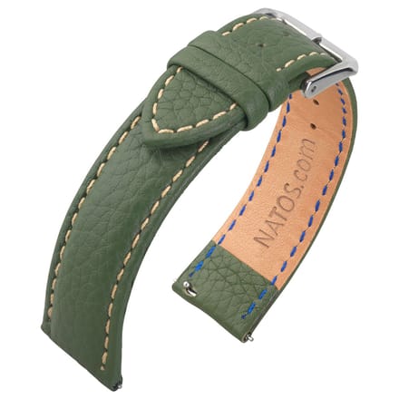 Lederen Horlogebandje Epsom Lychee Patroon Mosgroen - 20mm