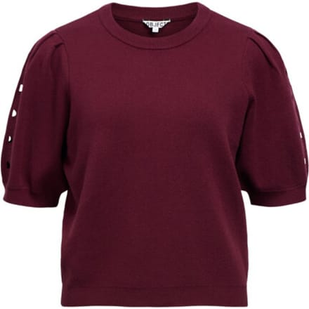Object bordeaux dames trui   Ronde hals   Regular fit   Ajour patroon   Duurzaam   Korte mouw Bordeaux L