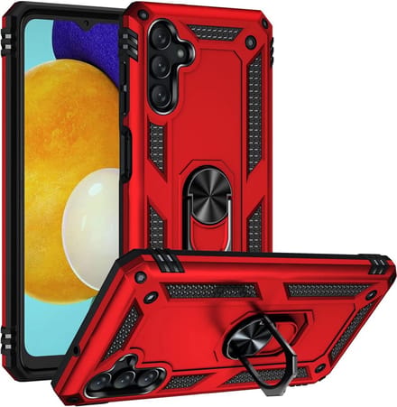 Anti-Shock Hybrid Ring Armor Hoesje Geschikt voor: Samsung Galaxy A14 - Rood