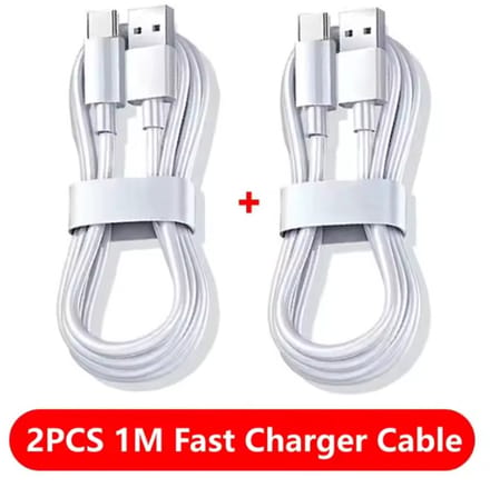 Oplaad/Data kabel - 2‑PACK - 100W - 6A - SuperSnelle USB‑A naar USB‑C Oplaadkabel – 1 Meter – Wit