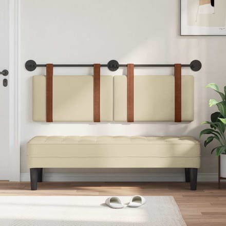 vidaXL Hangend hoofdbord Crème Antiek PU