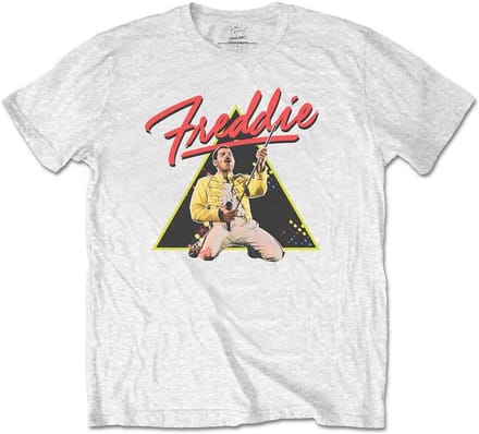 Freddie Mercury Triangle T-Shirt | Wit T-shirt met Unieke Print