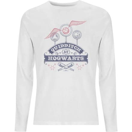 Harry Potter Quidditch At Hogwarts Men's Long Sleeve T-Shirt - White - L