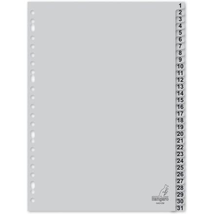 Kangaro tabbladen - A4 - PP 120 micron - grijs - 23-gaats - 31-delig cijfers