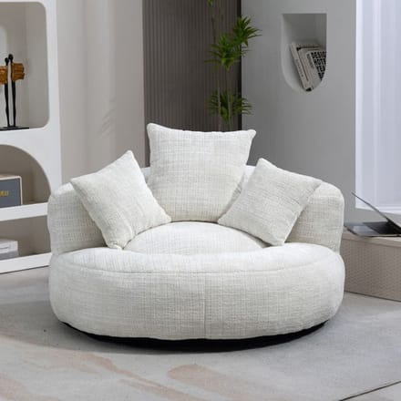 Canapé futon - MUVOE - Inclinable - Chenille beige - Dossier haut - Confortable et durable beige