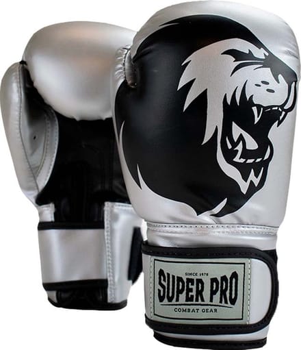 Super Pro Combat Gear Talent (kick)bokshandschoenen Zilver/Zwart 6oz
