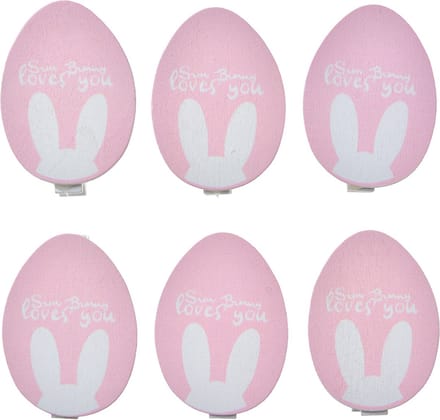 Clayre & Eef Decoratieve Knijpers Ei 3x1x5 cm Roze Hout