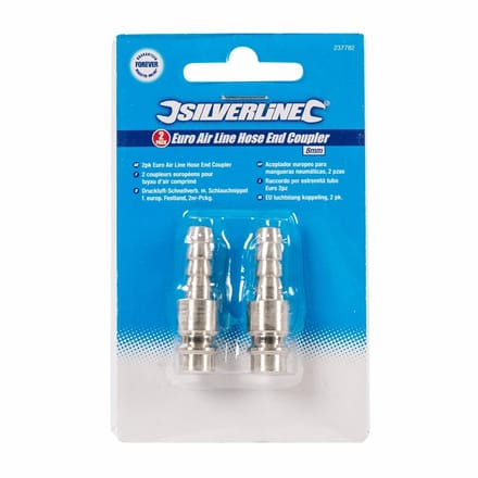 Silverline Luchtslangkoppeling - 8 mm - Bajonet - 2 stuks - Gepolijst - 40 mm lengte